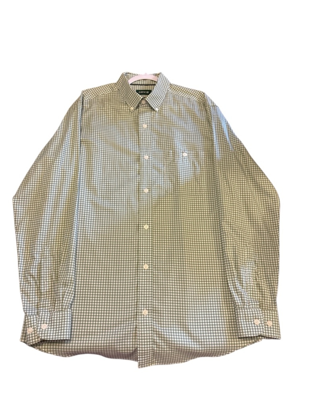 Orvis Green and White Check Long-Sleeve Button-Down Shirt